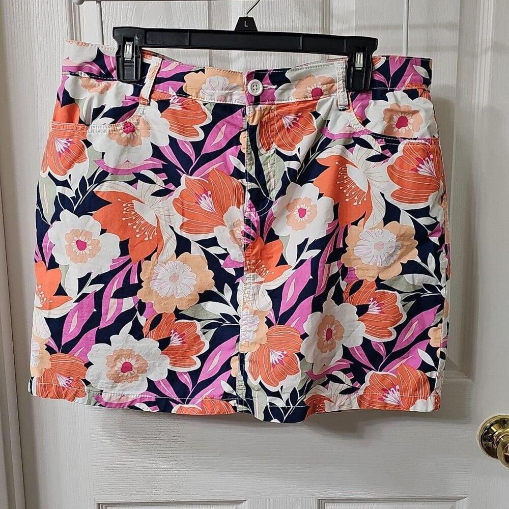 St. John's Bay Floral Cotton Spandex Mini Skirt Size 12